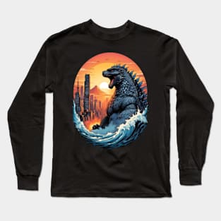 Water Monster Tokyo retro vintage Japanese comic design Long Sleeve T-Shirt